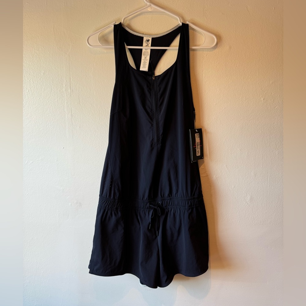 New Balance Q Speed Dry Racerback Active Romper Jumpsuit Navy Blue Size Medium